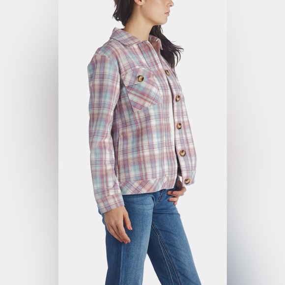 NWT KUT Shaket  Button Down Dusty Rose Blue Colors Size S Pockets - Picture 2 of 8